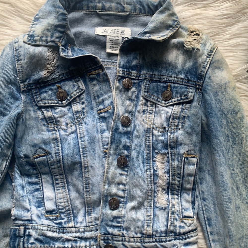 Y2K Destroyed Ripped Cropped Jean Jacket